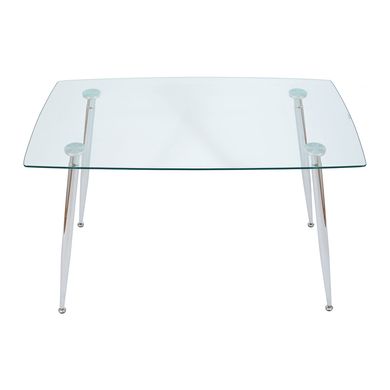 Table Italy - Clear glass / Chrome - 120x70x75H, Glass, Metallic (chrome)