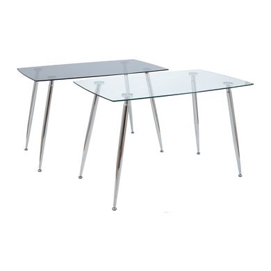 Table Italy - Clear glass / Chrome - 120x70x75H, Glass, Metallic (chrome)