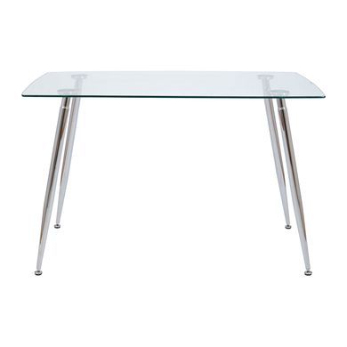 Table Italy - Clear glass / Chrome - 120x70x75H, Glass, Metallic (chrome)