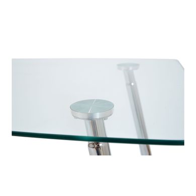 Table Italy - Clear glass / Chrome - 120x70x75H, Glass, Metallic (chrome)