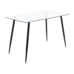 Table Italy - Clear glass / Black - 120x70x75H, Glass, Metallic (black)