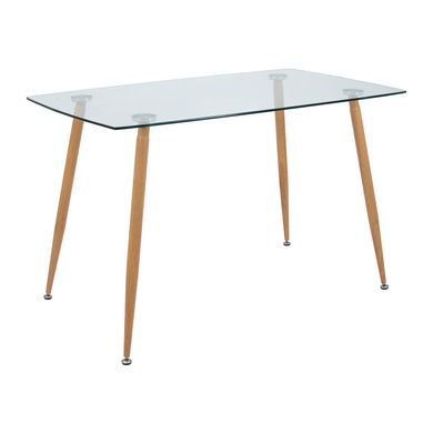 Table Italy - Clear glass / Wood effect - 120x70x75H, Glass, Metal (wood grain)