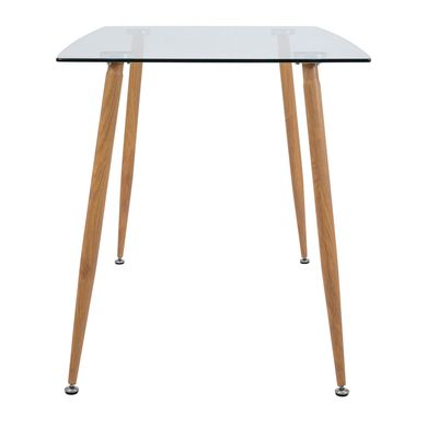 Table Italy - Clear glass / Wood effect - 120x70x75H, Glass, Metal (wood grain)