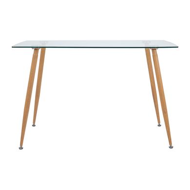 Table Italy - Clear glass / Wood effect - 120x70x75H, Glass, Metal (wood grain)