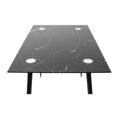 Table Capri - Marble glass / Black - 120x70x75H, Glass, Metallic (black)