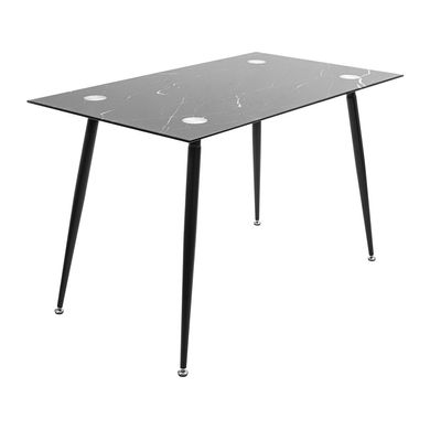 Table Capri - Marble glass / Black - 120x70x75H, Glass, Metallic (black)