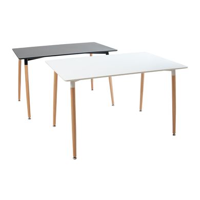 Table Xavier - White / Wood - 120x80x73H, MDF, Wooden