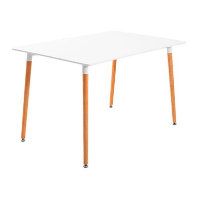 Table Xavier - White / Wood - 120x80x73H, MDF, Wooden