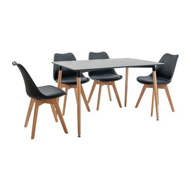 Table Xavier - Black / Wood - 120x80x73H, MDF, Wooden