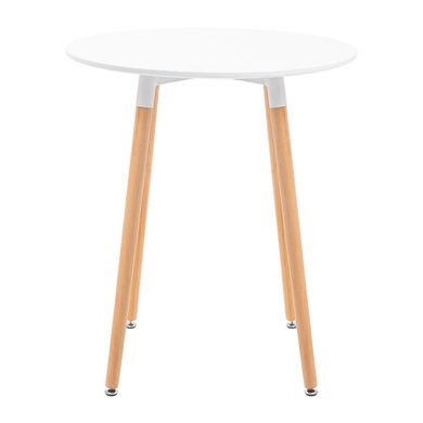 Table Xavier - White / Wood - Ø60x73H, MDF, Wooden