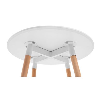 Table Xavier - White / Wood - Ø60x73H, MDF, Wooden