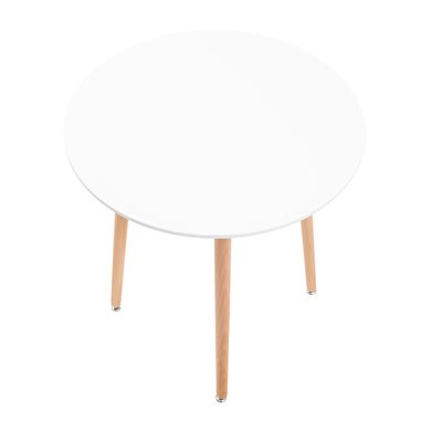 Table Xavier - White / Wood - Ø60x73H, MDF, Wooden