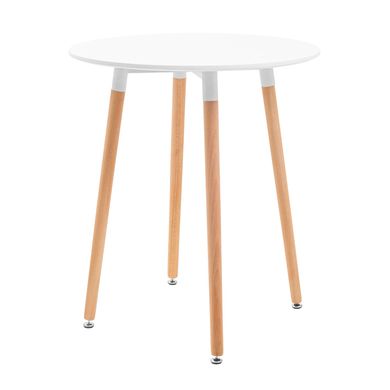 Table Xavier - White / Wood - Ø60x73H, MDF, Wooden