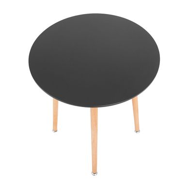 Table Xavier - Black / Wood - Ø60x73H, MDF, Wooden