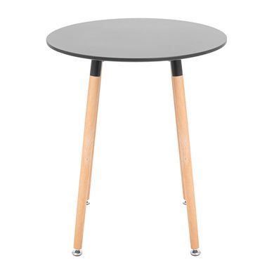 Table Xavier - Black / Wood - Ø60x73H, MDF, Wooden