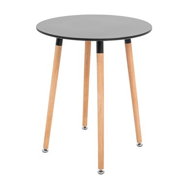 Table Xavier - Black / Wood - Ø60x73H, MDF, Wooden