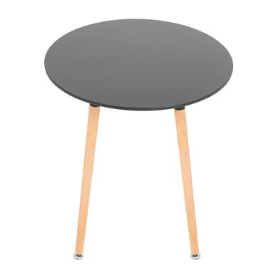 Table Xavier - Black / Wood - Ø60x73H, MDF, Wooden